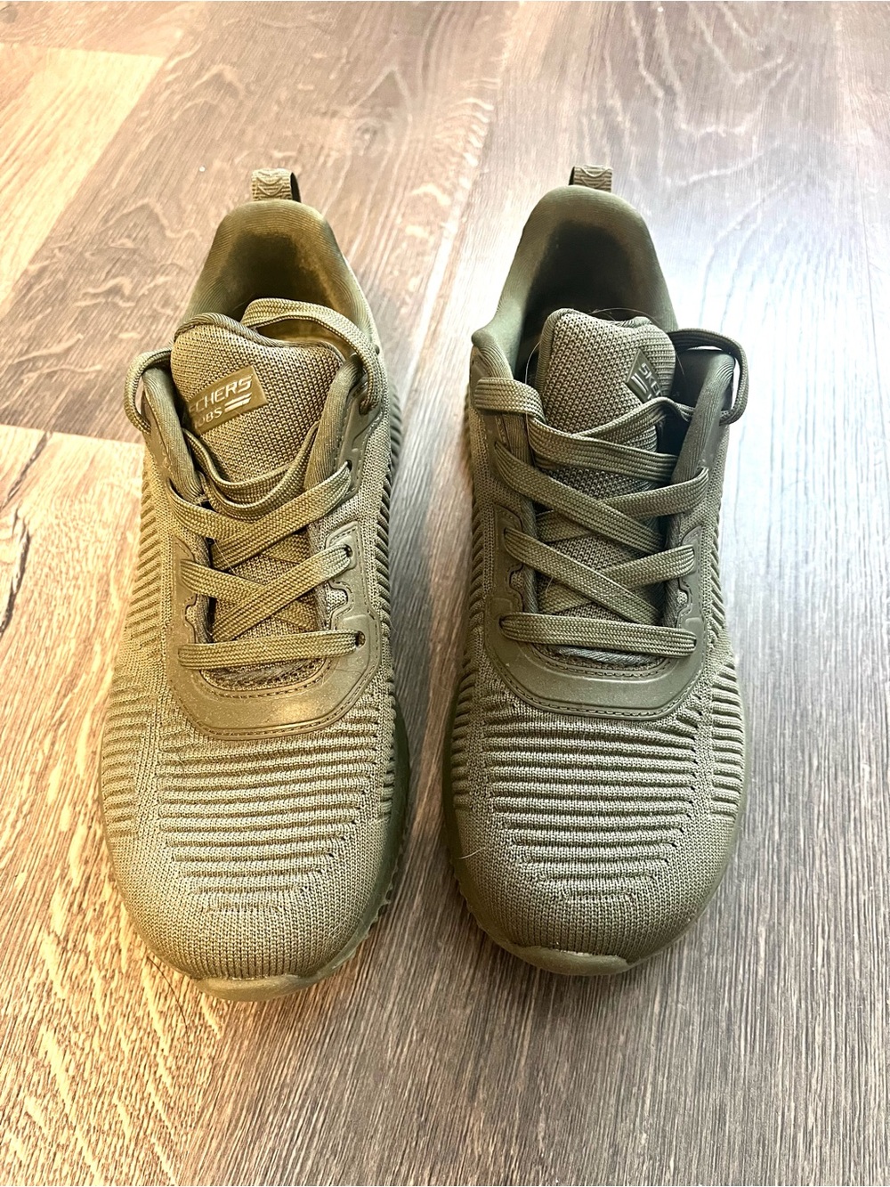Skechers Olive Green Knit Lace-Up Sneakers